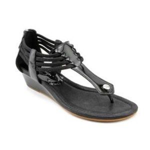 Donald J Pliner parent leather wedge sandals